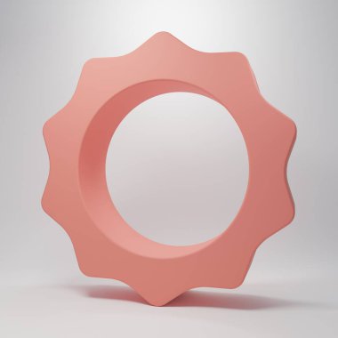 Pembe Güneş simgesi pembe arkaplanda izole edilmiş. Minimalizm kavramı. 3 Boyutlu resimleme .