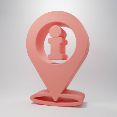 Pembe konum ve pembe arka planda bilgi simgesi izole edildi. Minimalizm kavramı. 3 Boyutlu resimleme .