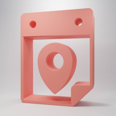 Pembe Seyahat Planlama Takvimi simgesi pembe arka planda izole edildi. Planlanmış bir tatil gezisi. Minimalizm kavramı. 3 Boyutlu resimleme .