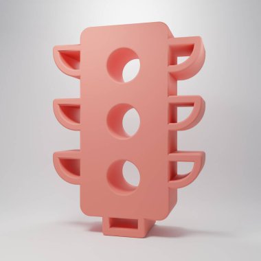 Pembe trafik ışığı simgesi pembe arkaplanda izole edilmiş. Minimalizm kavramı. 3 Boyutlu resimleme .