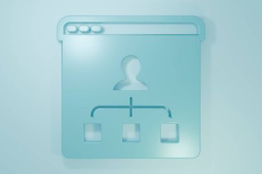 Mavi arka planda Blue Online eğitim ve mezuniyet ikonu izole edildi. İnternetteki öğretmen monitörde. Giyinme ve video semineri öğrenme. Minimalizm kavramı. 3 Boyutlu resimleme.