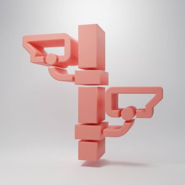 Pembe güvenlik kamerası ikonu pembe arka planda izole edilmiş. Minimalizm kavramı. 3 Boyutlu resimleme.