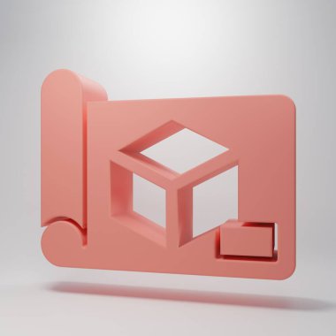 Pink Graphing paper for engineering icon isolated on pink background. Minimalism concept. 3D render illustration.