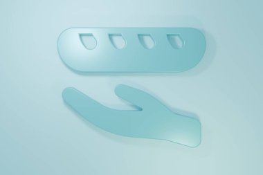 Mavi Bağış gıda ikonu mavi arka planda izole edildi. Minimalizm kavramı. 3 Boyutlu resimleme.