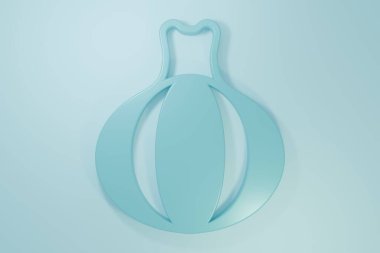 Mavi arkaplanda mavi soğan simgesi izole edildi. Minimalizm kavramı. 3 Boyutlu resimleme.