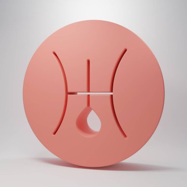 Pembe Kadim astrolojik sembolü pembe arka planda izole edilmiş Uranüs ikonu. Astroloji gezegeni. Zodiac ve astroloji işareti. Minimalizm kavramı. 3 Boyutlu resimleme.