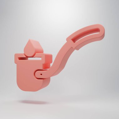 Pembe Sauna kepçe ikonu pembe arka planda izole edilmiş. Minimalizm kavramı. 3 Boyutlu resimleme.