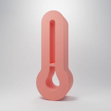 Pembe Meteoroloji termometresi pembe arka planda izole edilmiş ikonu ölçüyor. Termometre termometresi sıcak ya da soğuk hava gösteriyor. Minimalizm kavramı. 3 Boyutlu resimleme.