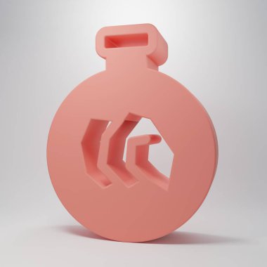 Pembe sergi. Pembe arka planda çeşitli mineraller, kayalar ve kristal simgeleri var. Mineraller sergisi, mineraloji, jeoloji fuarı veya müze. Minimalizm kavramı. 3 Boyutlu resimleme.