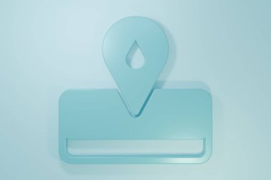 Mavi Oilfield simgesi mavi arkaplanda izole edildi. Doğal kaynaklar, petrol ve gaz üretimi. Minimalizm kavramı. 3 Boyutlu resimleme.