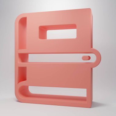 Pembe Kitap simgesi pembe arka planda izole edilmiş. Minimalizm kavramı. 3 Boyutlu resimleme.