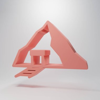 Pink Gold mine icon isolated on pink background. Minimalism concept. 3D render illustration.
