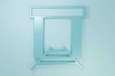 Mavi altın madeni ikonu mavi arkaplanda izole edilmiş. Minimalizm kavramı. 3 Boyutlu resimleme.