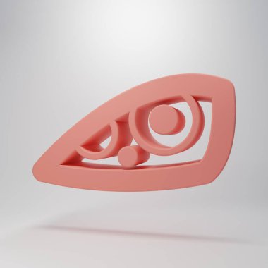 Pembe araba far ikonu pembe arka planda izole edilmiş. Minimalizm kavramı. 3 Boyutlu resimleme.