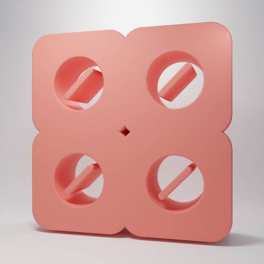 Pembe Köpek hapı ikonu pembe arka planda izole edilmiş. Hayvan için reçeteli ilaç. Minimalizm kavramı. 3 Boyutlu resimleme.