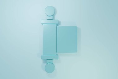 Mavi KHK, kağıt, parşömen, parşömen simgesi mavi arkaplanda izole edilmiş. Çin parşömeni. Minimalizm kavramı. 3 Boyutlu resimleme.