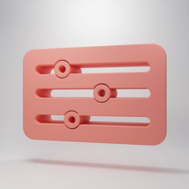 Pembe Ses Karıştırıcı simgesi pembe arka planda izole edildi. DJ ekipman kaydırma düğmeleri. Konsol karıştırılıyor. Minimalizm kavramı. 3 Boyutlu resimleme.