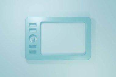 Mavi Grafik tableti simgesi mavi arkaplanda izole edildi. Minimalizm kavramı. 3 Boyutlu resimleme.