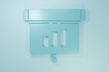 Mavi sunum finans kurulu grafiği, çizelgesi, diyagramı, bilgi grafiği, turta grafik simgesi mavi arka planda izole edilmiş. Minimalizm kavramı. 3 Boyutlu resimleme.