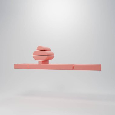 Pembe afyon boru ikonu pembe arka planda izole edilmiş. Minimalizm kavramı. 3 Boyutlu resimleme.