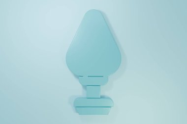 Blue Anal plug icon isolated on blue background. Butt plug sign. Fetish accessory. Sex toy for men and woman. Minimalism concept. 3D render illustration.