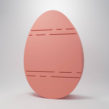 Pembe Paskalya yumurtası ikonu pembe arka planda izole edilmiş. Mutlu Paskalyalar. Minimalizm kavramı. 3 Boyutlu resimleme.