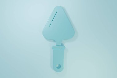 Mavi Trowel simgesi mavi arkaplanda izole edildi. Minimalizm kavramı. 3 Boyutlu resimleme.