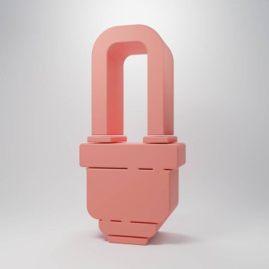 Pembe LED ampul ikonu pembe arkaplanda izole edilmiş. Ekonomik LED ışıklı ampul. Enerji lambasını sakla. Minimalizm kavramı. 3 Boyutlu resimleme.