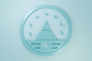 Mavi Ampere ölçer, multimetre, voltmetre ikonu mavi arkaplanda izole edilmiş. Elektrik akımını ölçmek için araçlar. Minimalizm kavramı. 3 Boyutlu resimleme.