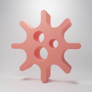 Pembe Virüs simgesi pembe arka planda izole edilmiş. Corona virüsü 2019-nCoV. Bakteri ve mikroplar, hücre kanseri, mikrop, mantar. Minimalizm kavramı. 3 Boyutlu resimleme.