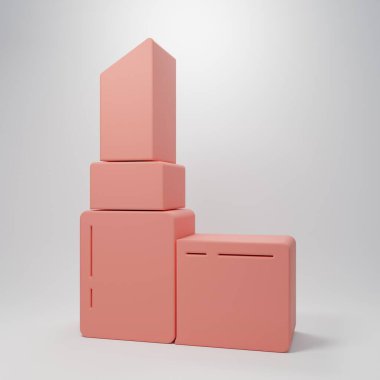 Pembe ruj ikonu pembe arka planda izole edilmiş. 8 Mart. Uluslararası Mutlu Kadınlar Günü. Minimalizm kavramı. 3 Boyutlu resimleme.