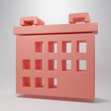 Pembe takvim simgesi pembe arkaplanda izole edildi. Olay hatırlatma sembolü. Minimalizm kavramı. 3 Boyutlu resimleme.