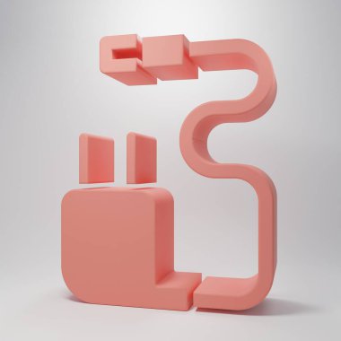 Pembe Charger simgesi pembe arkaplanda izole edilmiş. Minimalizm kavramı. 3 Boyutlu resimleme.