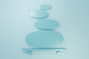 Mavi Yığın sıcak taşlar simgesi mavi arkaplanda izole edildi. Spa salonu aksesuarı. Minimalizm kavramı. 3 Boyutlu resimleme.