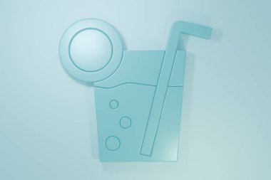 Mavi Kokteyl simgesi mavi arkaplanda izole edildi. Minimalizm kavramı. 3 Boyutlu resimleme.