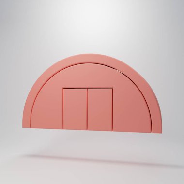 Pembe Depo ikonu pembe arka planda izole edilmiş. Minimalizm kavramı. 3 Boyutlu resimleme.