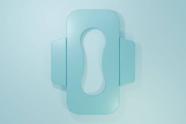 Mavi Regl ve hijyenik peçete ikonu mavi arka planda izole edilmiş. Kadın hijyen ürünleri. Minimalizm kavramı. 3 Boyutlu resimleme.