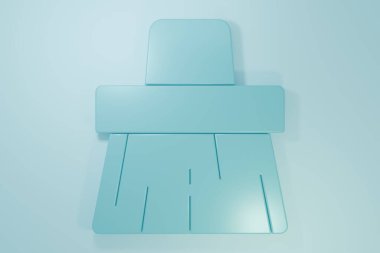 Mavi süpürge simgesi mavi arkaplanda izole edildi. Temizlik hizmeti konsepti. Minimalizm kavramı. 3 Boyutlu resimleme.