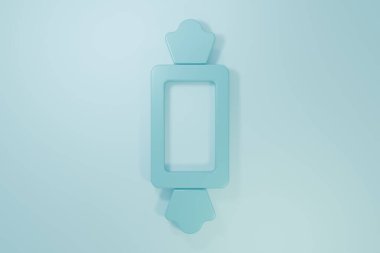 Mavi Şeker simgesi mavi arkaplanda izole edildi. Mutlu Cadılar Bayramı Partisi. Minimalizm kavramı. 3 Boyutlu resimleme.