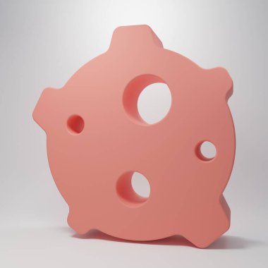 Pembe Asteroid simgesi pembe arka planda izole edilmiş. Minimalizm kavramı. 3 Boyutlu resimleme.