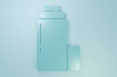 Mavi arkaplanda mavi termos konteynır simgesi izole edildi. Termo matara ikonu. Kamp ve yürüyüş ekipmanları. Minimalizm kavramı. 3 Boyutlu resimleme.