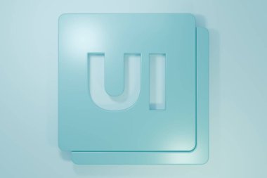 Mavi UI ya da UX tasarım simgesi mavi arkaplanda izole edildi. Minimalizm kavramı. 3 Boyutlu resimleme.