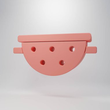 Pembe Mutfak süzgeç simgesi pembe arka planda izole edilmiş. Mutfak aletleri. Çatal bıçak seti. Minimalizm kavramı. 3 Boyutlu resimleme.