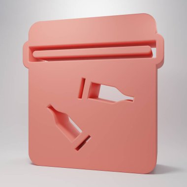 Pembe arka planda izole edilmiş kurşun ikonu olan pembe kanıt torbası. Minimalizm kavramı. 3 Boyutlu resimleme.