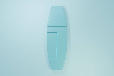 Mavi Mascara fırça ikonu mavi arkaplanda izole edildi. Minimalizm kavramı. 3 Boyutlu resimleme.