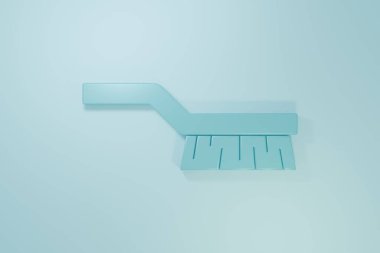 Mavi arkaplanda mavi bilardo masa fırçası simgesi izole edildi. Biliard masa fırçası. Minimalizm kavramı. 3 Boyutlu resimleme.