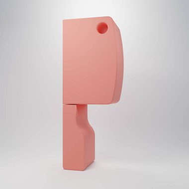 Pembe Et Helikopteri simgesi pembe arka planda izole edildi. Et için mutfak bıçağı. Kasap bıçağı. Minimalizm kavramı. 3 Boyutlu resimleme.