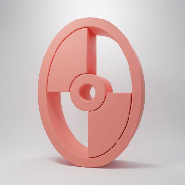 Pembe Yunan kalkanı. Pembe arka planda Yunan süs simgesi var. Minimalizm kavramı. 3 Boyutlu resimleme.