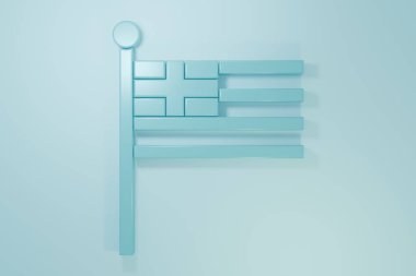 Mavi arka planda mavi Yunanistan ulusal bayrak simgesi izole edildi. Minimalizm kavramı. 3 Boyutlu resimleme.