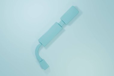 Mavi bisiklet hava pompası ikonu mavi arkaplanda izole edildi. Minimalizm kavramı. 3 Boyutlu resimleme.